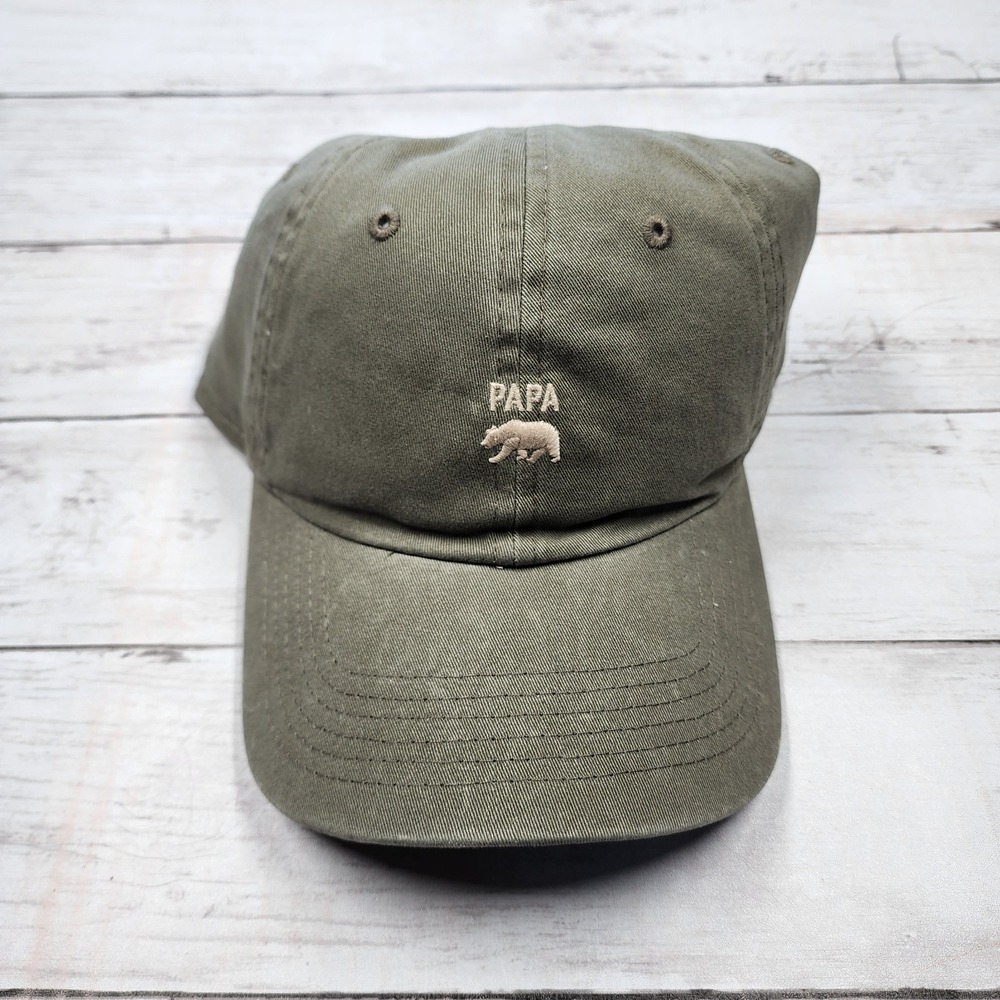 WEMBLEY Papa‎ Bear Olive Embroidered Adjustable Cap 44WE010108 - New